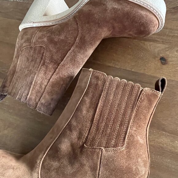 Gianni Bini Ryker Brown Suede Heeled Boots Size 10M Chunky Platform‎ Block Heel - Picture 6 of 11